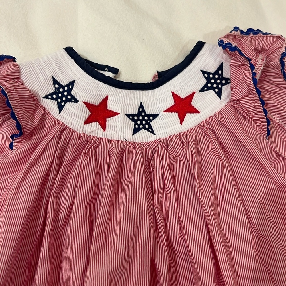 Stars and Stripes- Smocked Bishop Dress